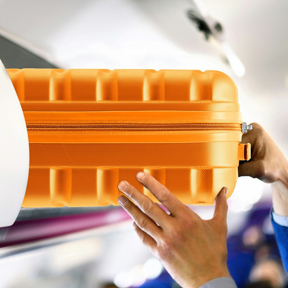 image 1 of 55x35x20cm Carry On Cabin Hard Shell Suitcase - 100+ Airlines Approved Including EasyJet (Paid), British Airways, Ryanair (Priority), TUI Orange | Orange | Cabin Bag