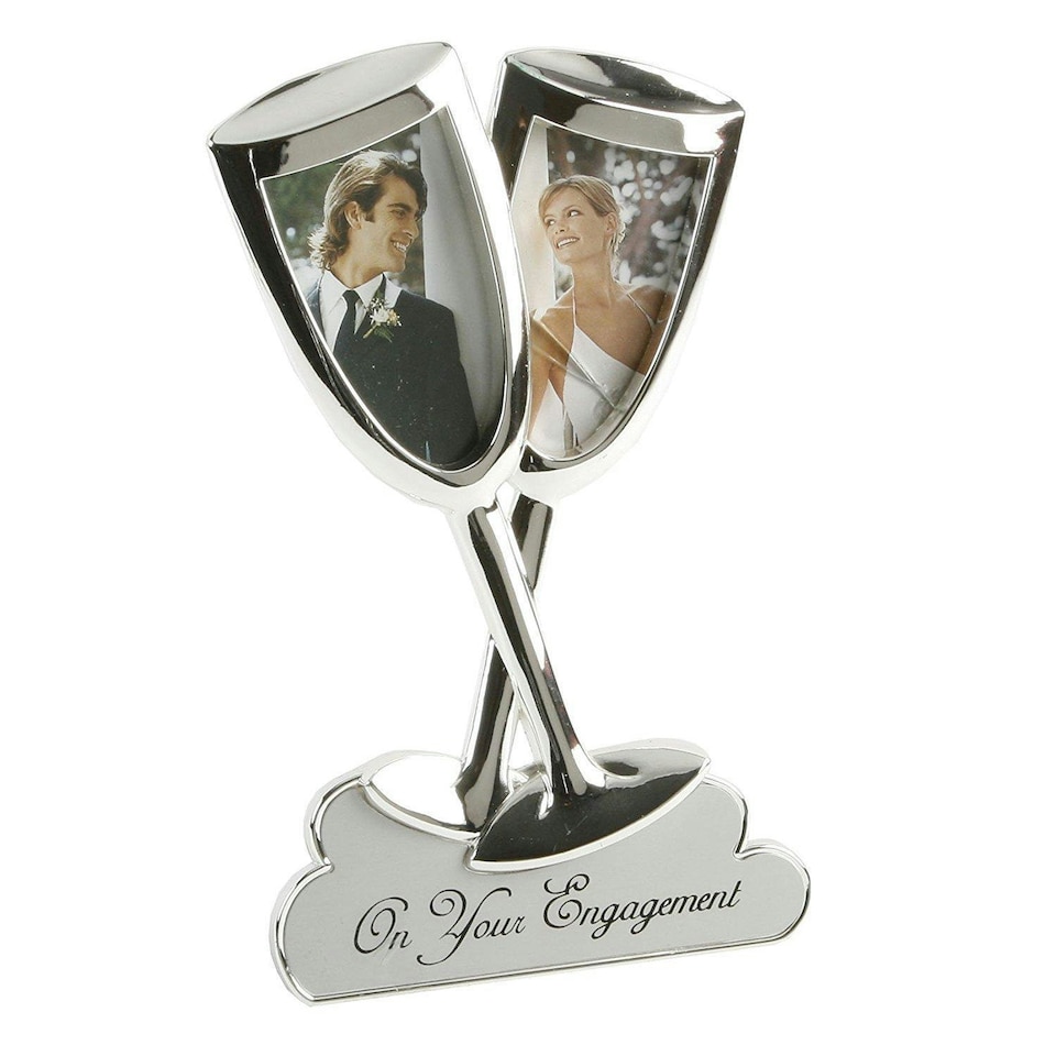 image 1 of Juliana 2 Tone Silver Plated Frame Champagne Flutes On Your Engagement