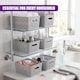 image 6 of GEEZY Small Plastic Storage Baskets Set of 6 Grey Woven Style Stackable Organizers