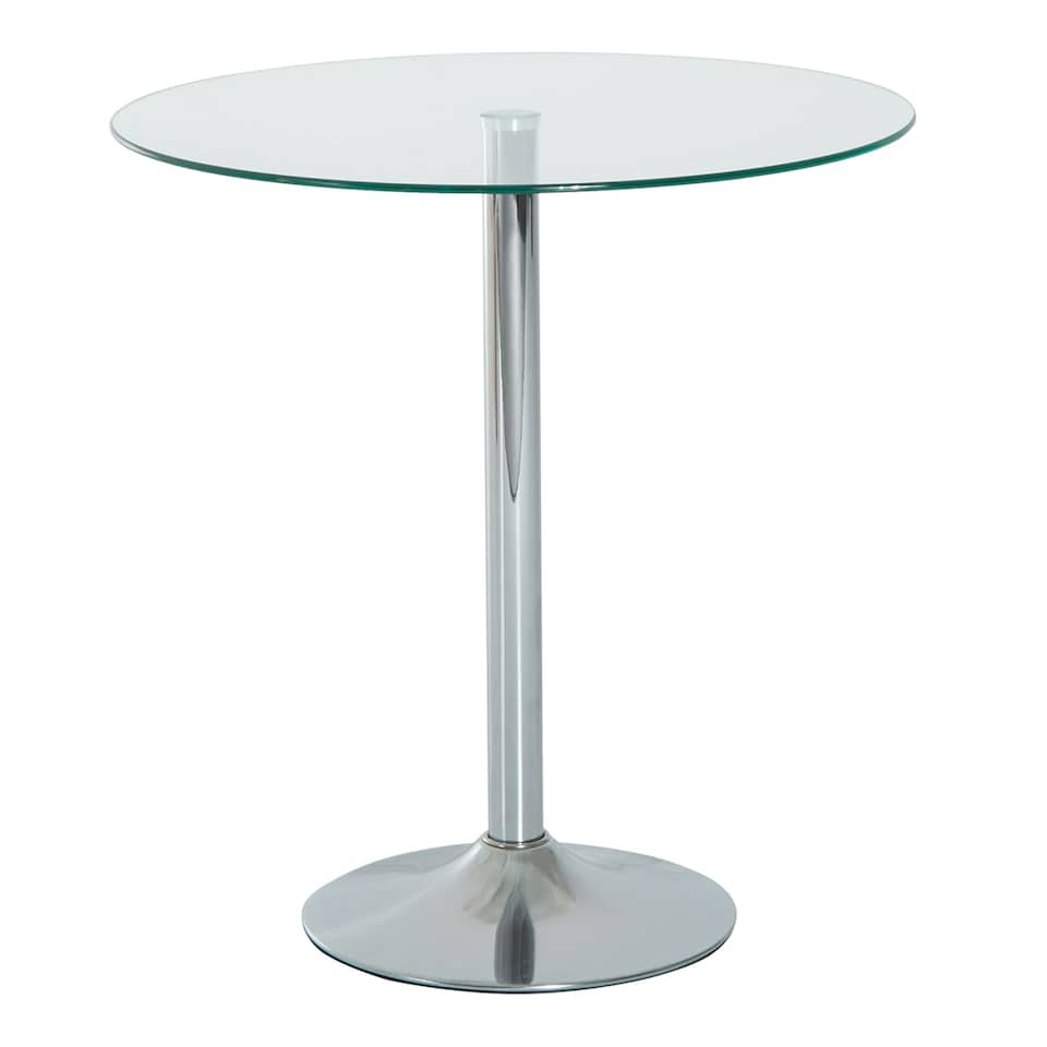 image 1 of HOMCOM Round Dining Table Bistro Pub Counter w/ Tempered Glass Top for Kitchen
