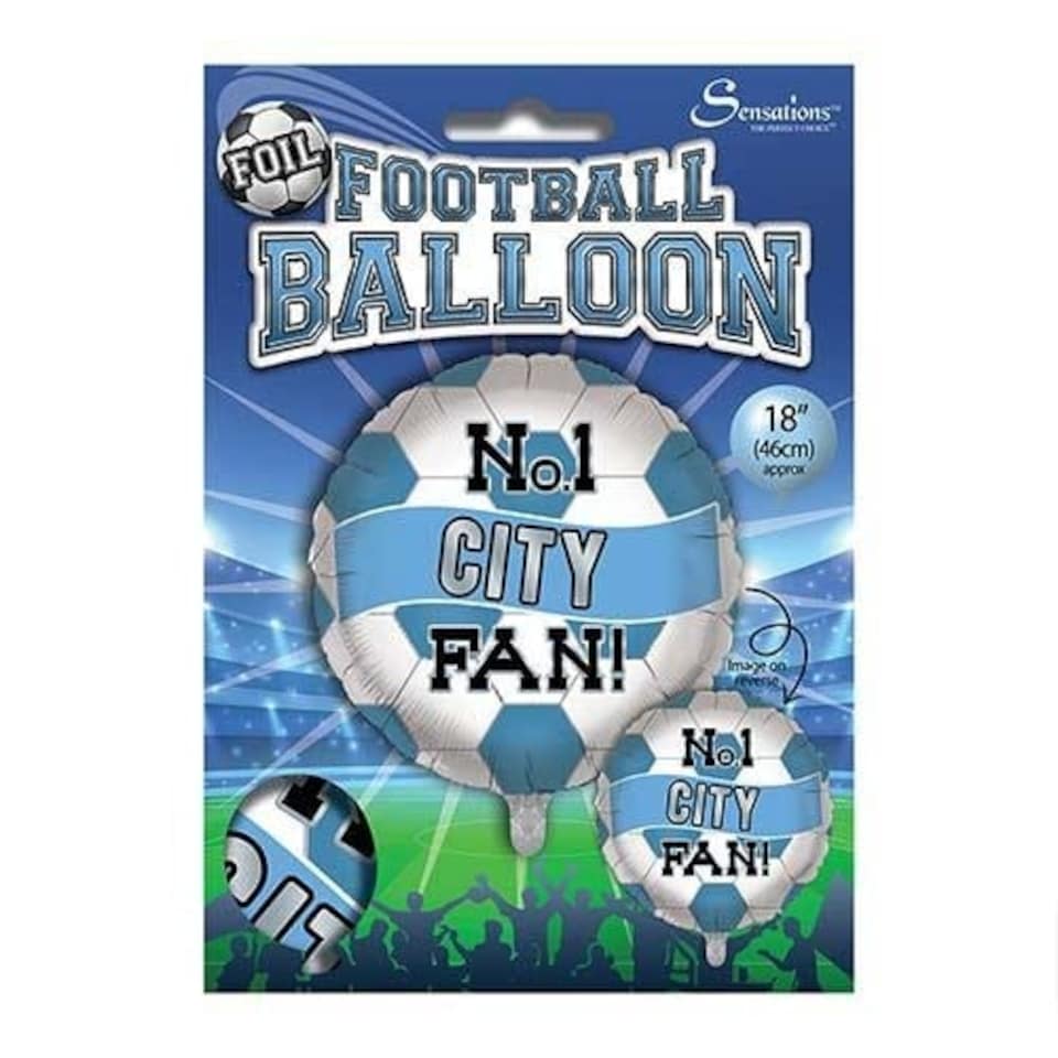 image 1 of No. 1 City Fan Football Round Foil Helium Balloon 46cm / 18 in | Blue