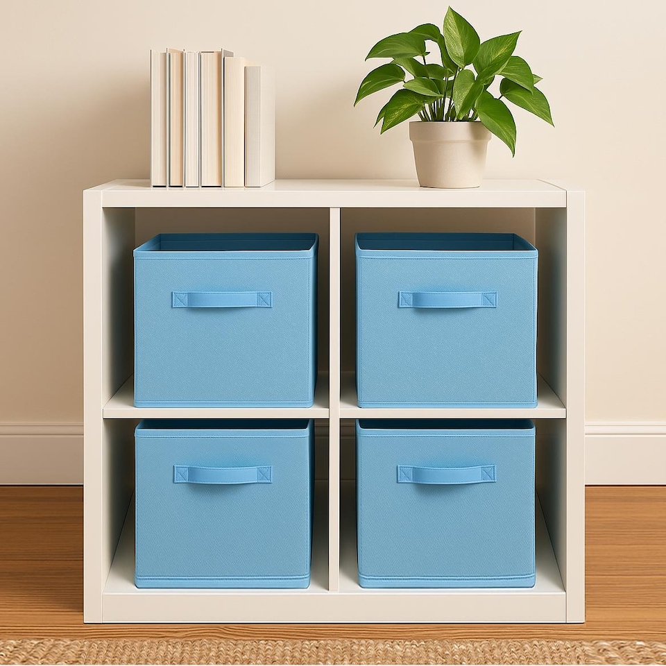 image 1 of Folding Storage Cube Space Saver Home Bedroom Under Bed Playroom Toys Pack of 4