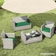 image 2 of Outsunny 3PCs Rattan Garden Seat Cushions Pads for Patio Furniture Green | Green