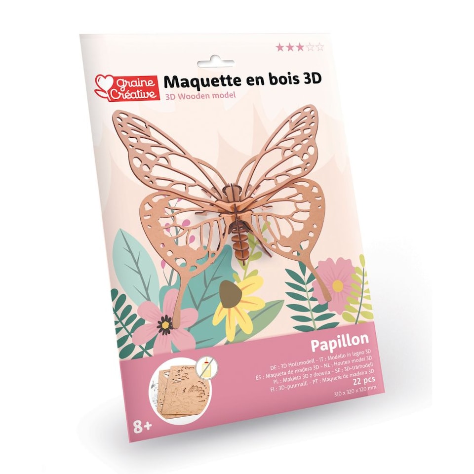 image 1 of 3D Wooden Model Kit Butterfly - Craft Gifts for 8 yrs +