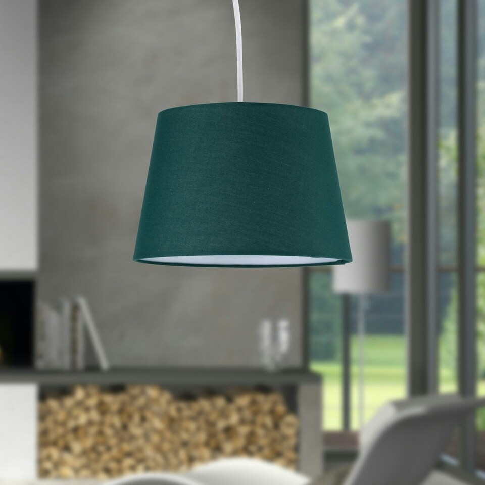 image 1 of Set of 2 Dark Green 23cm Tapered Cylinder Pendant or Lamp Shades Green