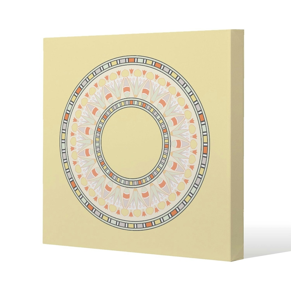 image 1 of Yellow Circle Ornament. Round Frame (Canvas Print) 90 x 90 x 4cm