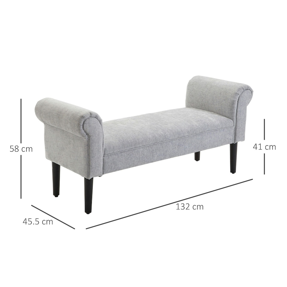 image 1 of HOMCOM Deluxe Linen Bed End Arm Bench Bedside Bench Footstool Home Decor