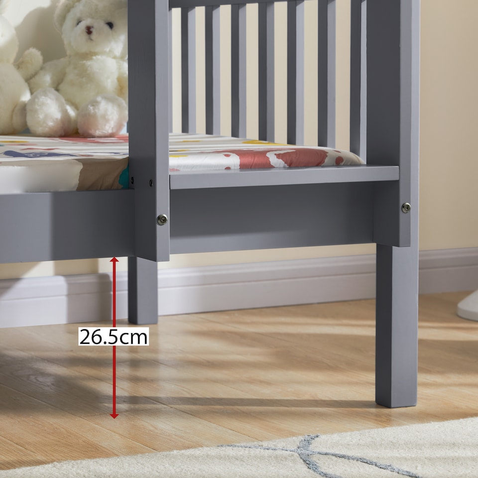 image 1 of Vida Designs Milan Kids Bunk Bed Frame Bedroom, Split into 2 Single Beds Optional - Grey - 90 x 190cm