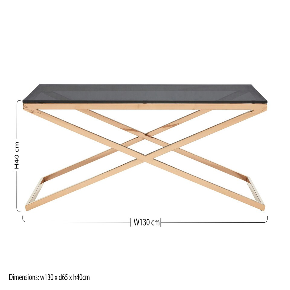 image 1 of Montril Glass Top Criss Cross Coffee Table Gold