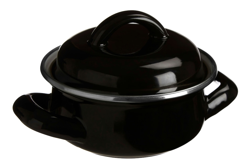 image 1 of Porter Black Enamel Mini Casserole Dish | Black