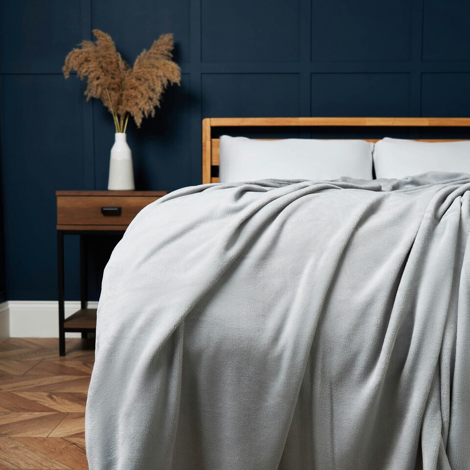 image 1 of BHS Microfleece Throw | Silver | Silver | 1