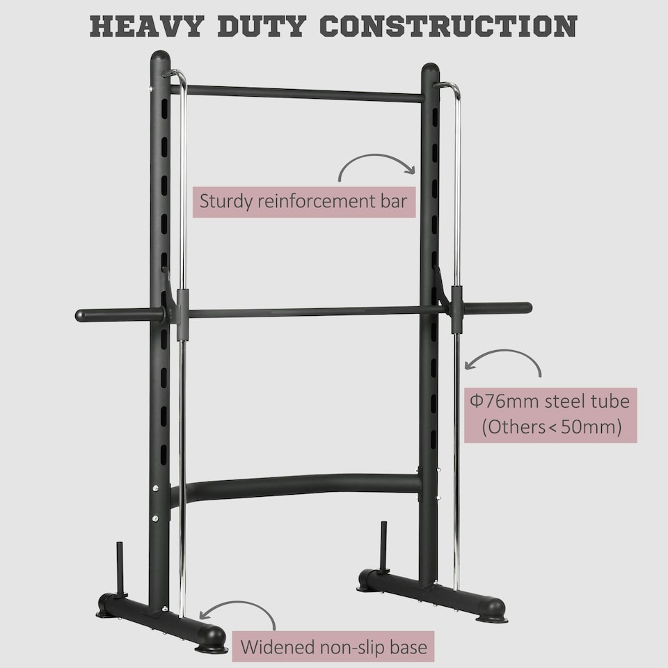 image 1 of HOMCOM Adjustable Squat Rack with Pull Up Bar and Barbell Bar for Home Gym
