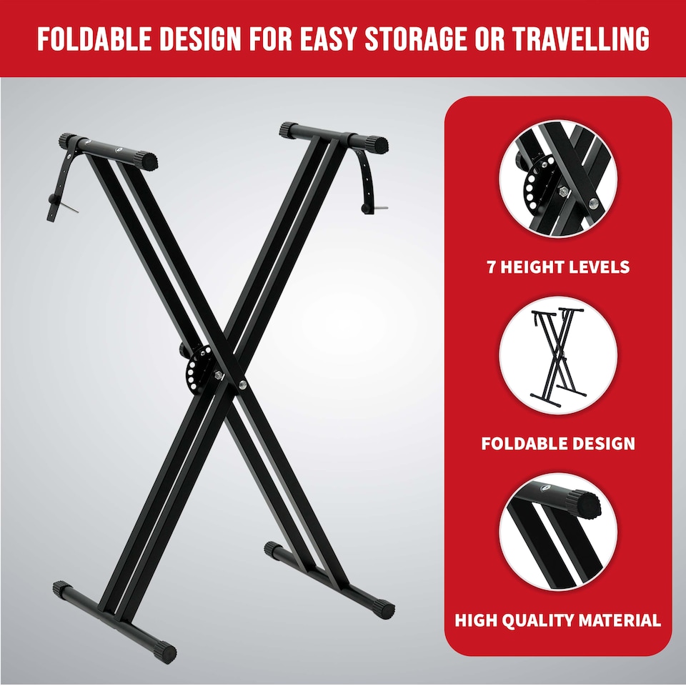 image 1 of X Frame Keyboard Stands Double Beam Music Electronic Keyboard Stand | Black