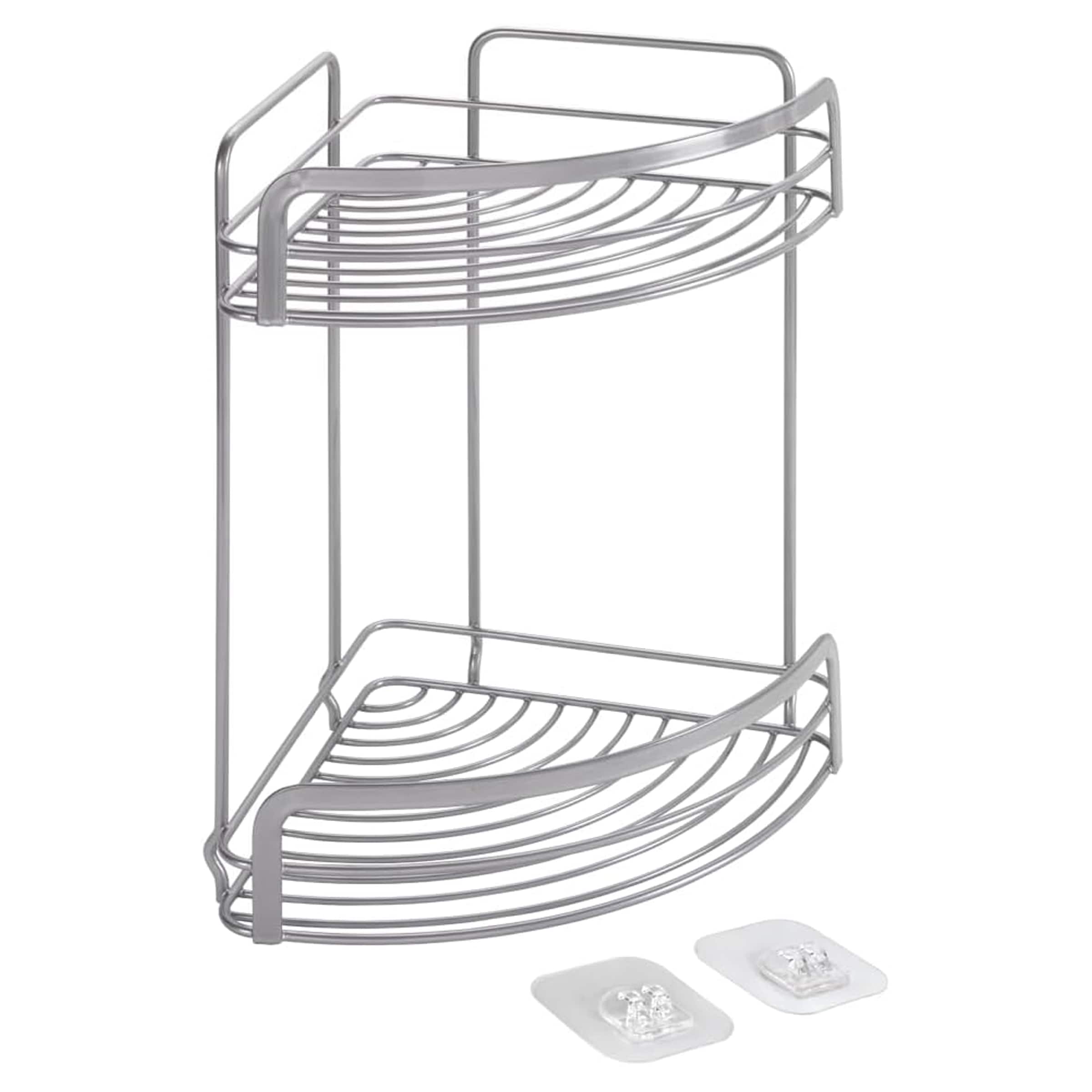 Metaltex Luxury Origin 2-Tier Corner Shelf Bathroom Storage Rack - Silver