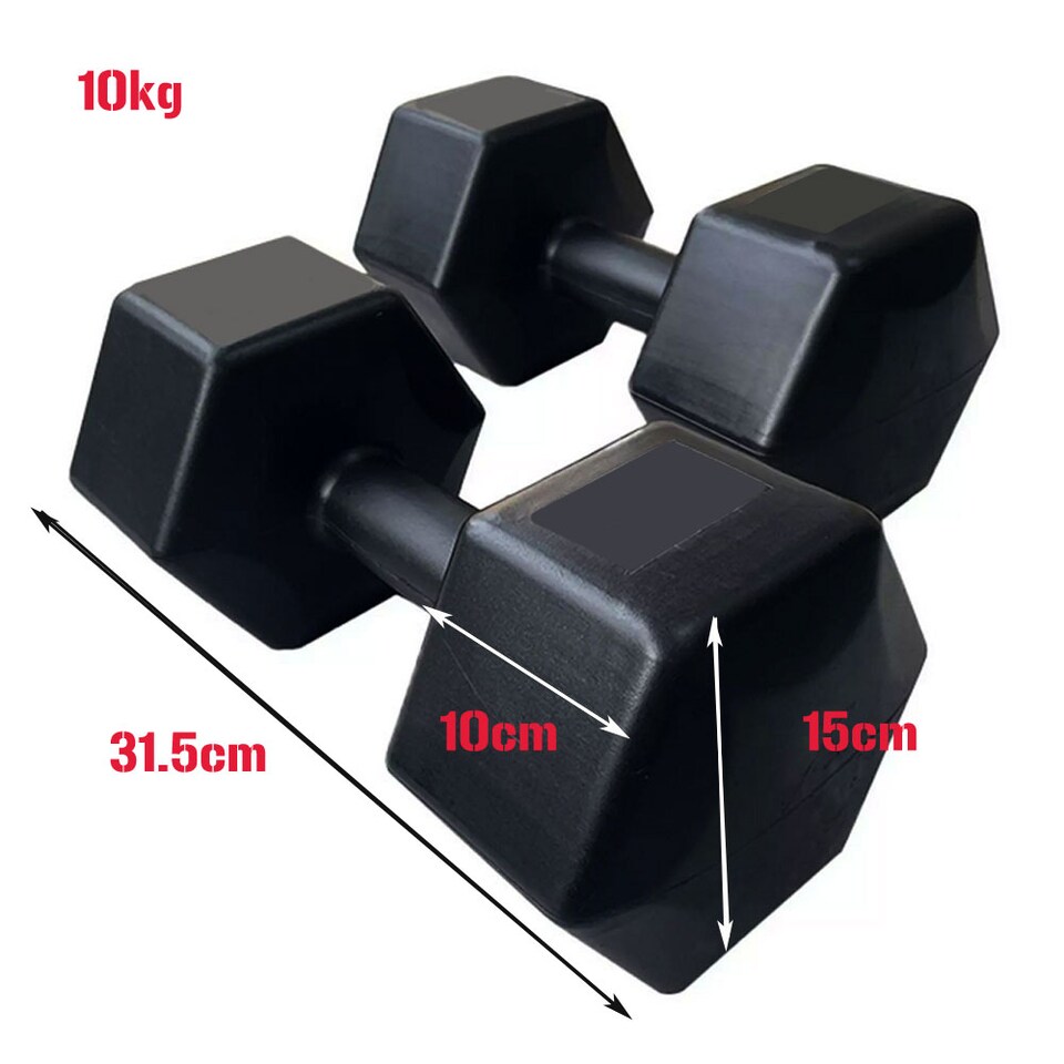 image 1 of Plastic Vinyl Hex Dumbbells - 2 x 10kg