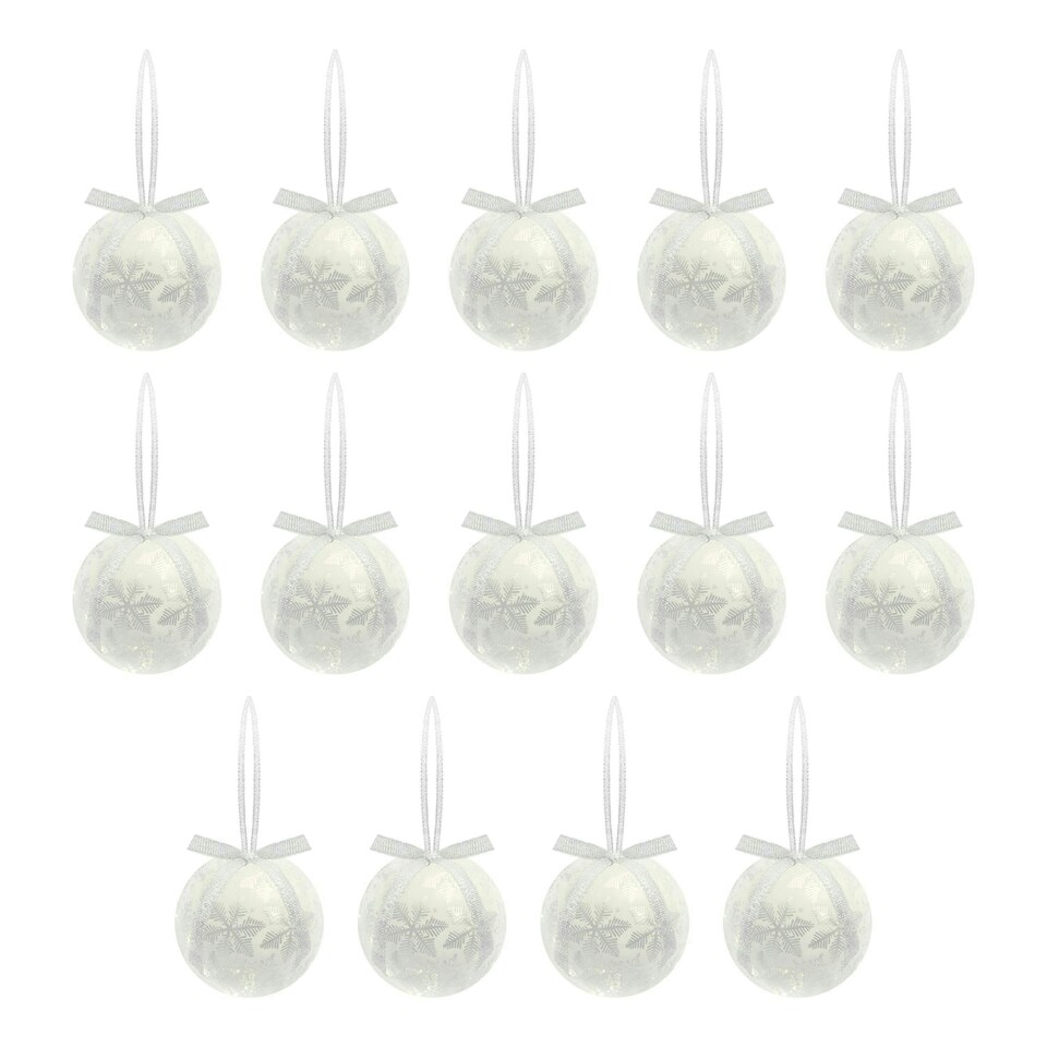 image 1 of The Christmas Workshop Set of 14 Christmas Baubles - Snowflake Design