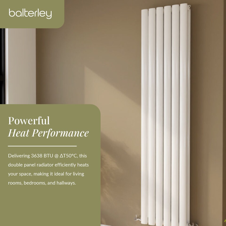 image 1 of Embrace Vertical Double Panel Radiator, 1800mm x 354mm - Gloss White | White | Gloss White | 1