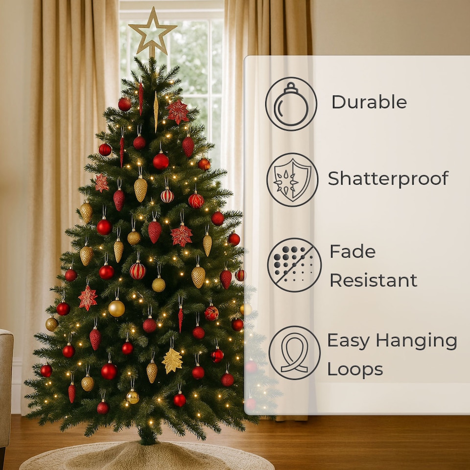 image 1 of Neo Large 110PCS Christmas Tree Bauble Ornaments Set | Red