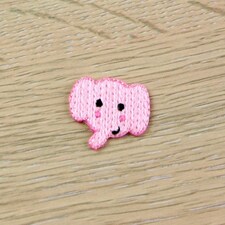 Pink Elephant Head Patch Motif for Dressmaking - each