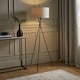 image 2 of ValueLights Camden Black Tripod Floor Lamp Grey Shade and Bulb