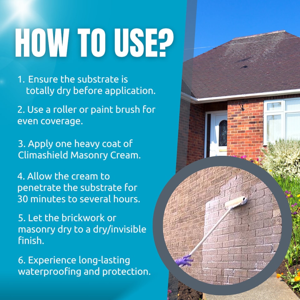 image 1 of Brick Waterproofer and Brick Damp Proofer, Masonry Cream, (ClimaShield), Brick Sealer, Breathable, Premium 25-Years Protection, 1L