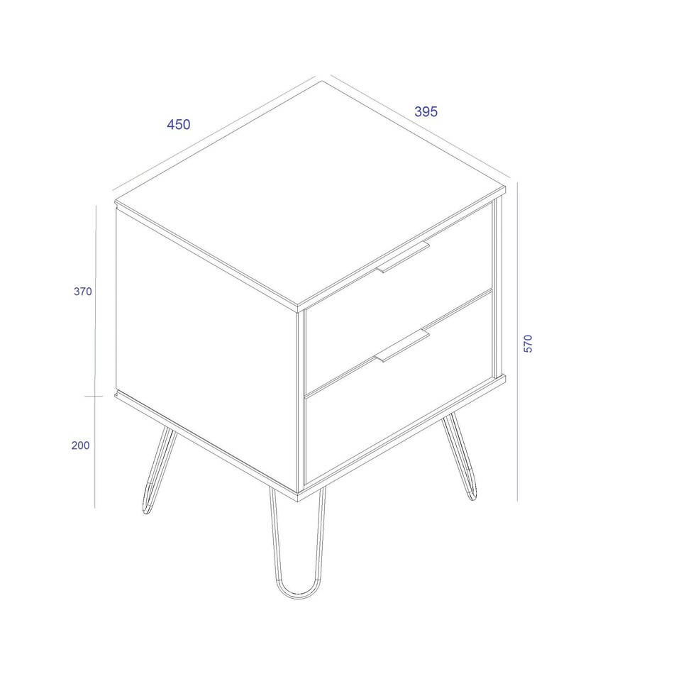 image 1 of Augusta 2 Drawer Bedside Table - Modern Industrial Style Nightstand for Bedrooms | Grey | Grey | One Size | 1