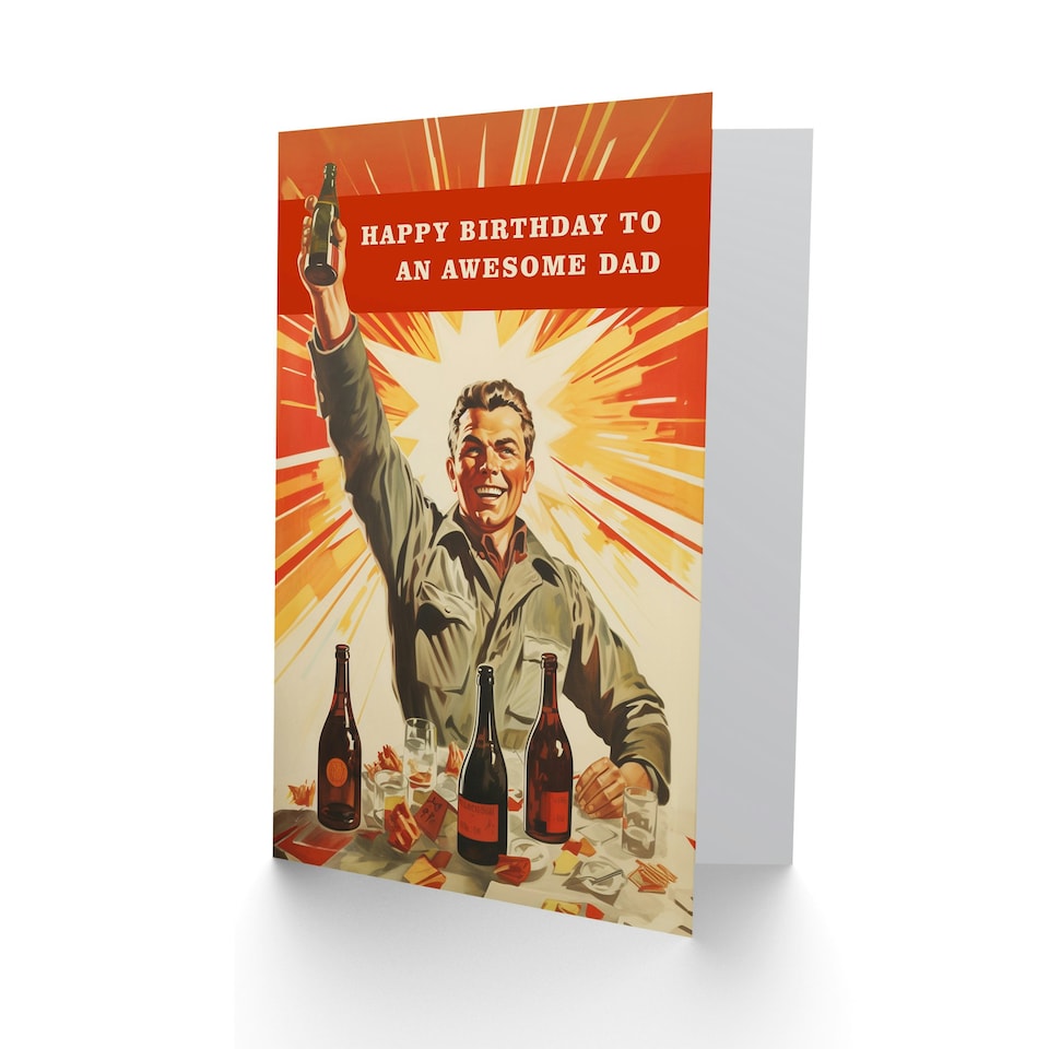 image 1 of Awesome Retro 1950S Style Beer Wine Lover Dad Birthday Card