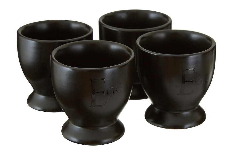 image 1 of Set Of Four Black Text Egg Cups