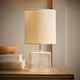 image 2 of ValueLights Betty Clear Glass Table Lamp with Natural Lamp Shade