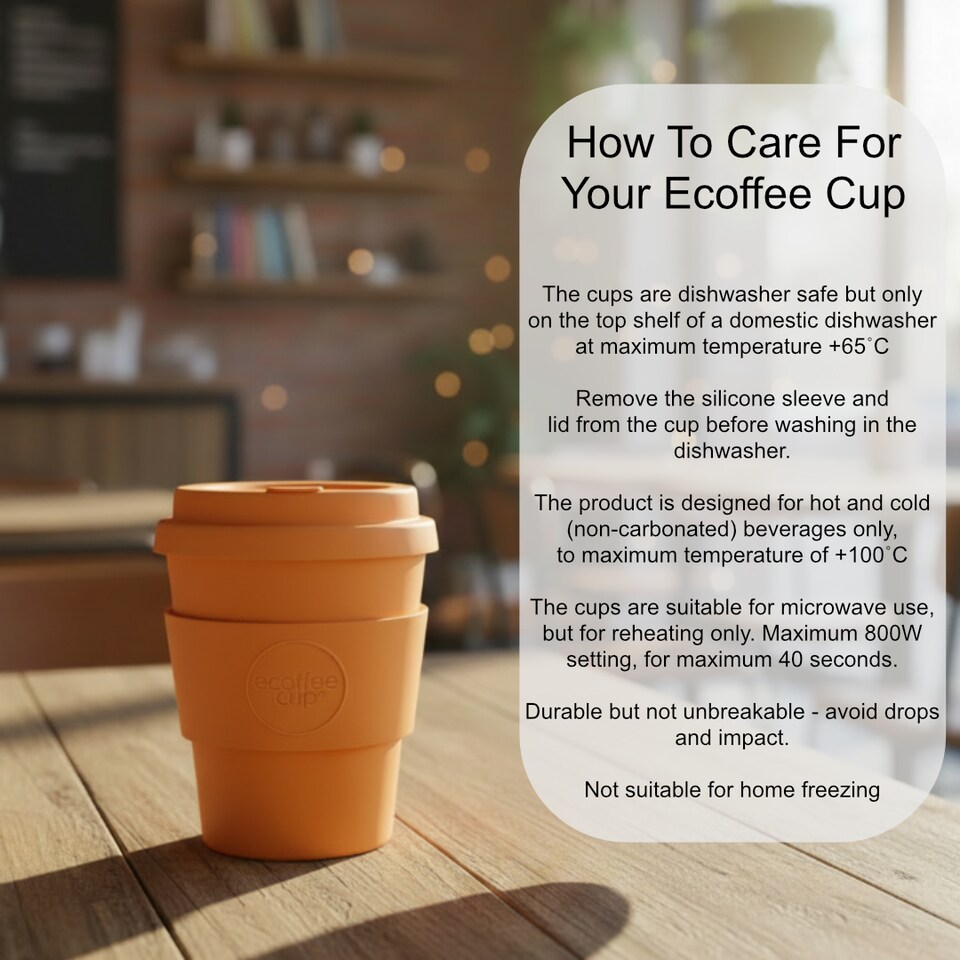image 1 of Ecoffee Cup 8oz 240ml Reusable 100% Plant Based Coffee Cup with Silicone Lid & Sleeve - Melamine Free Travel Mug