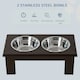 image 9 of PawHut Raised Dog Bowls Pet Feeder Raised Elevated Stainless Steel Food Brown