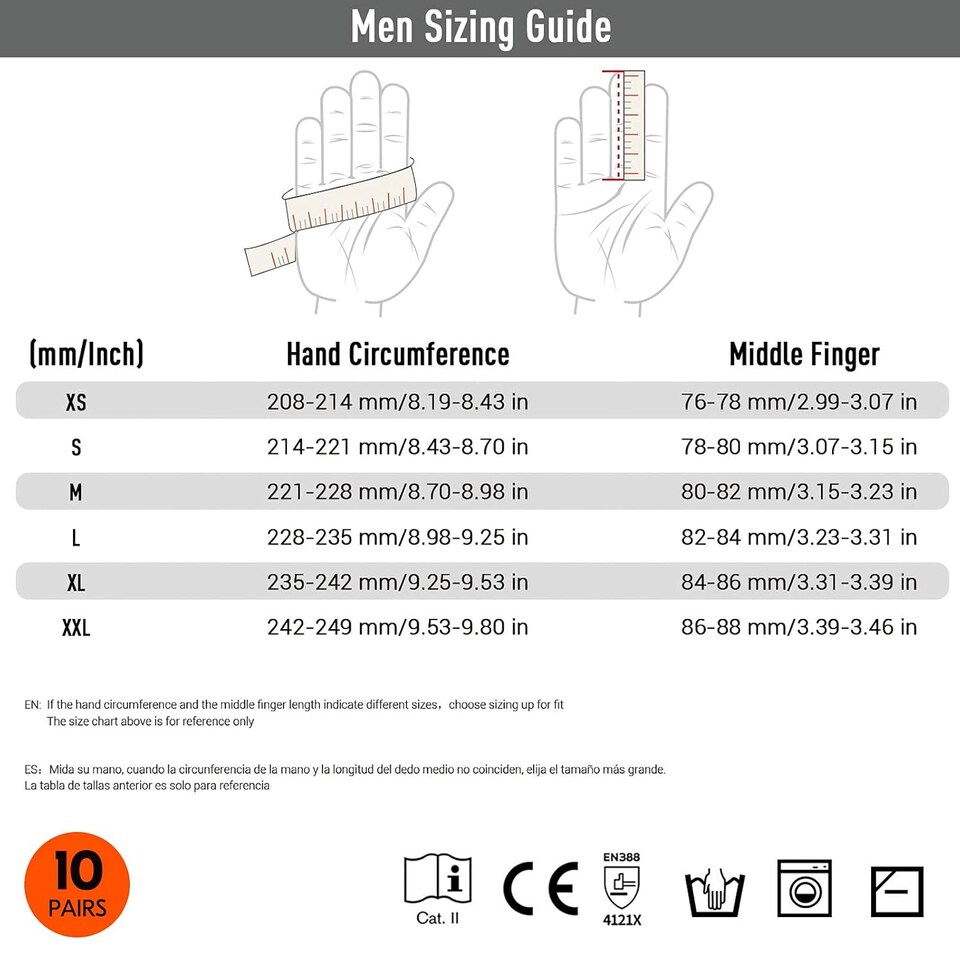 image 1 of Pack of 10 Nitrile Coated Safety Work Gloves | Protective Grip Gloves for Construction, Gardening, DIY & Warehouse Work | Reusable Breathable Work Gloves