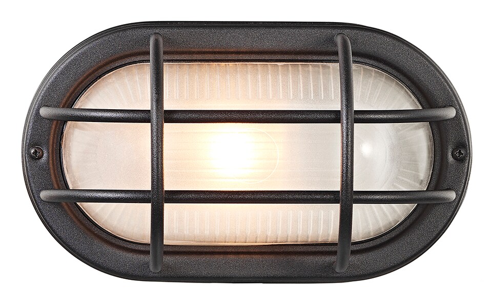 image 1 of Matt Black Cast Aluminium Outdoor Oval Bulkhead Wall Light | Black