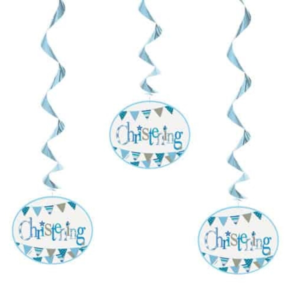 Christening Blue Hanging Decorations Pack Of 3