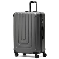 Flight Knight Premium Lightweight Suitcase - Built-in Side Lock - 8 Spinner Wheels - ABS Hard Shell Carry On Or Check in Luggage - 100 Airlines Approved | Grey | Anthracite | Large