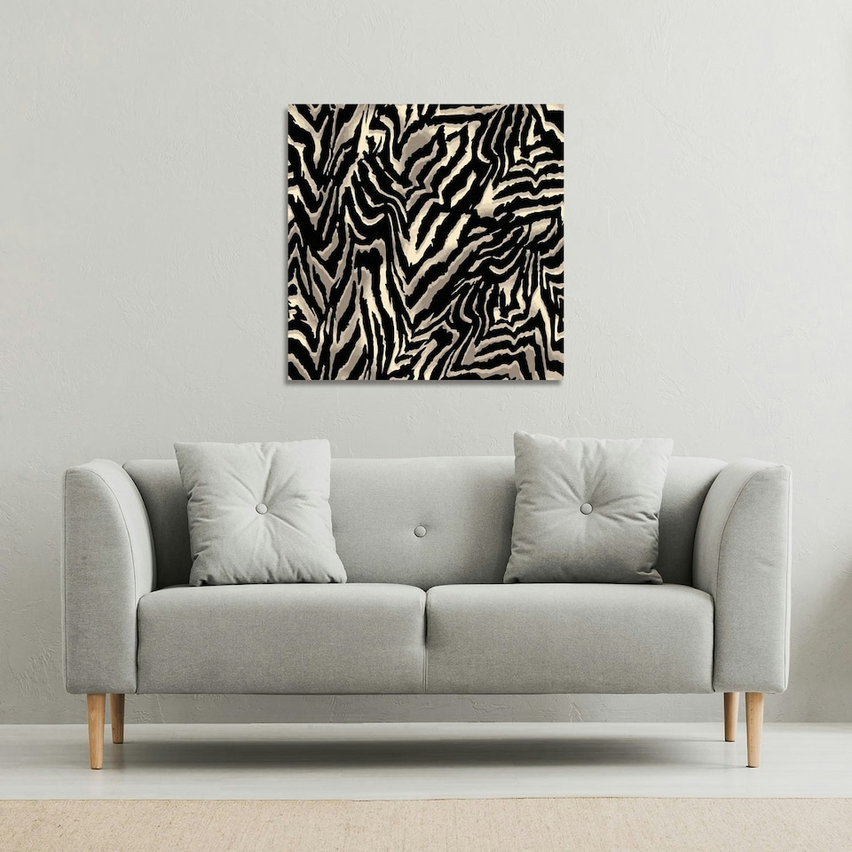 image 1 of Gold Zebra Print (Canvas Print) 77 x 77 x 4cm