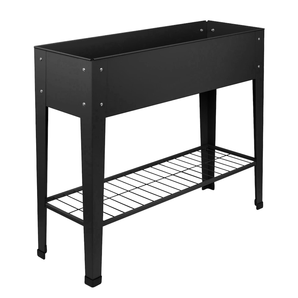 image 1 of Harbour Housewares Elevated Raised Garden Beds with Legs & Storage Shelf - Anthracite - Pack of 2 Black