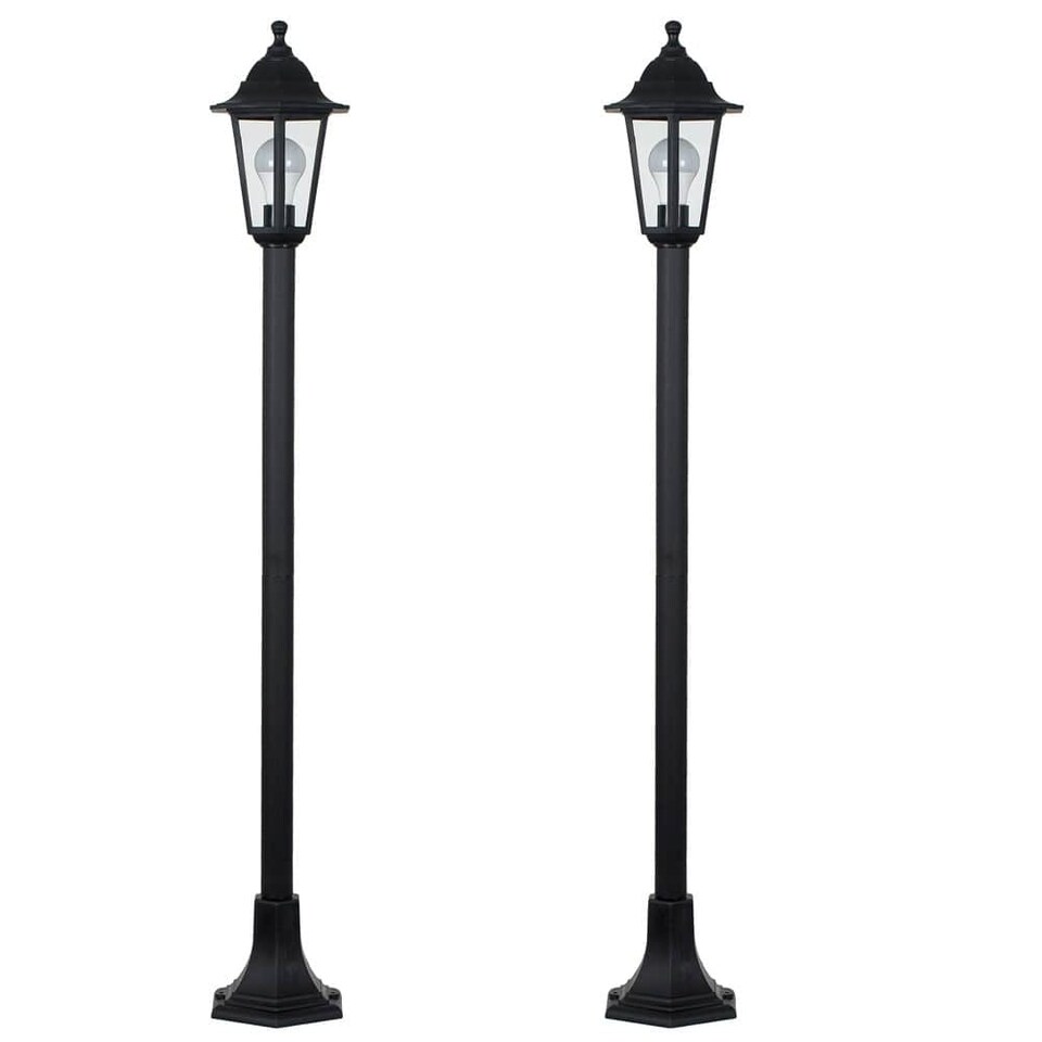 image 1 of ValueLights Mayfair Pair 1.2m Black IP44 Outdoor Lamp Post Bollard Lights