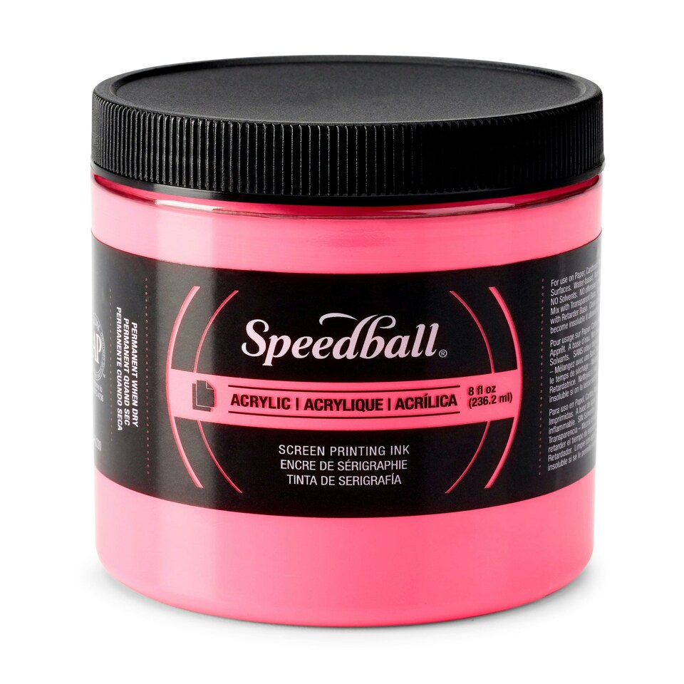 Speedball Fluorescent Acrylic Screen Printing Ink, Hot Pink, 8oz