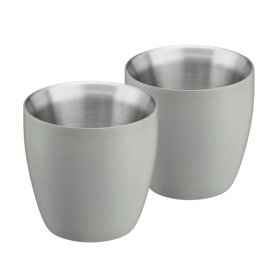 image 1 of Set of 2 Stainless Steel Espresso Coffee Cups – 90ml Double Wall Insulated Mini Drinking Mugs | Blue | Teal | 2