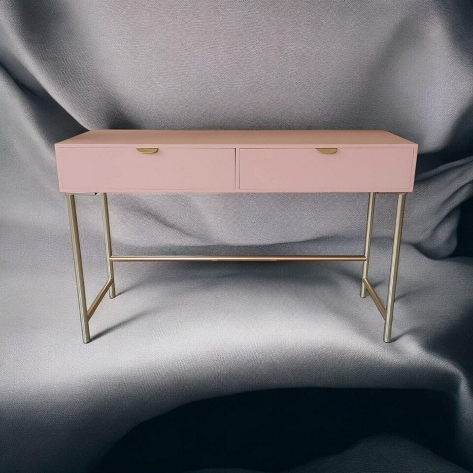 image 1 of 2 Drawer Bedside Table - Wood - L40 x W120 x H76 cm - Pink Pink