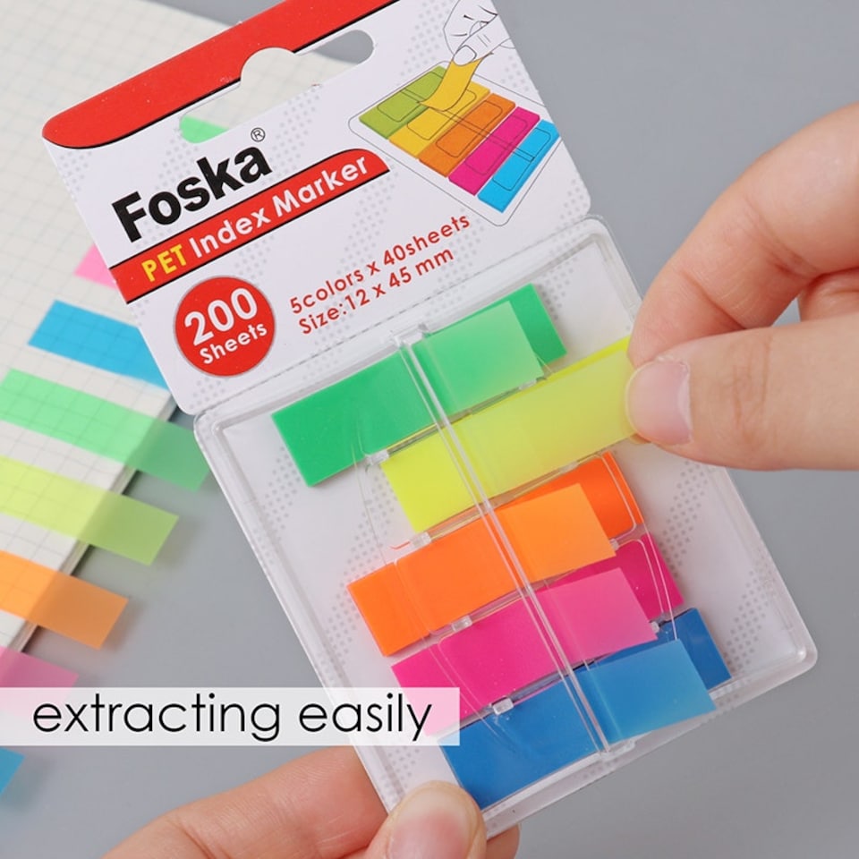 image 1 of Pack of 200 PET Sticky Index Page Markers 12 x 45mm