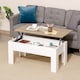 image 2 of HOMCOM Lift Top Coffee Table with Hidden Storage Compartment, Lift Tabletop Pop-Up Center Table for Living Room | White