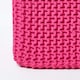 image 4 of Homescapes Hot Pink Cube Cotton Knitted Pouffe Footstool