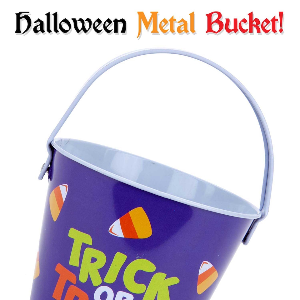 image 1 of VFM e-Store Halloween Candy Bucket - Pumpkin Cat Design - Lightweight Trick-or-Treat Pail