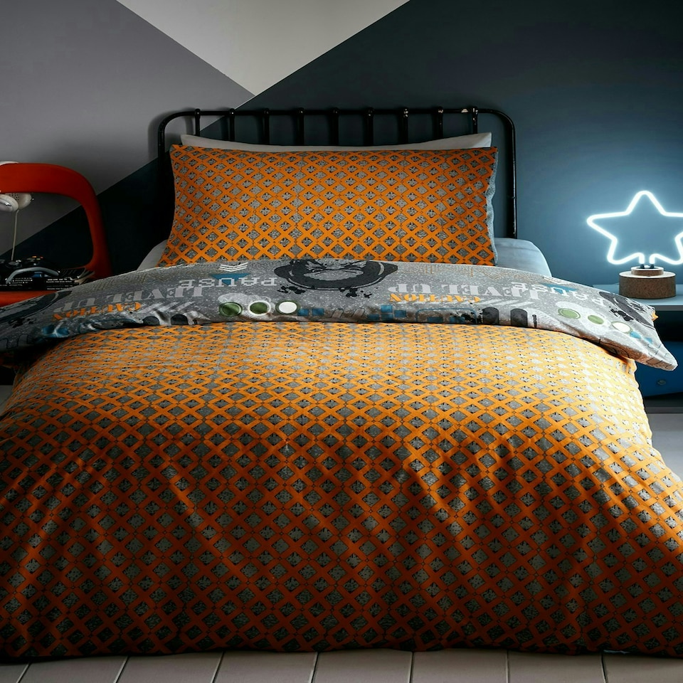 image 1 of Gamer Duvet Cover Set - Double - Grey