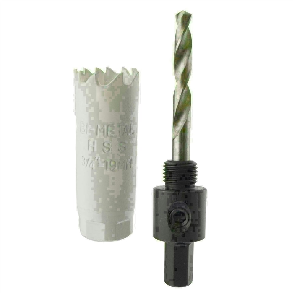 image 1 of 19mm HSS Hole Saw Holesaw Bi-Metal Blade Cutter Drill And Drill Adaptor Arbor