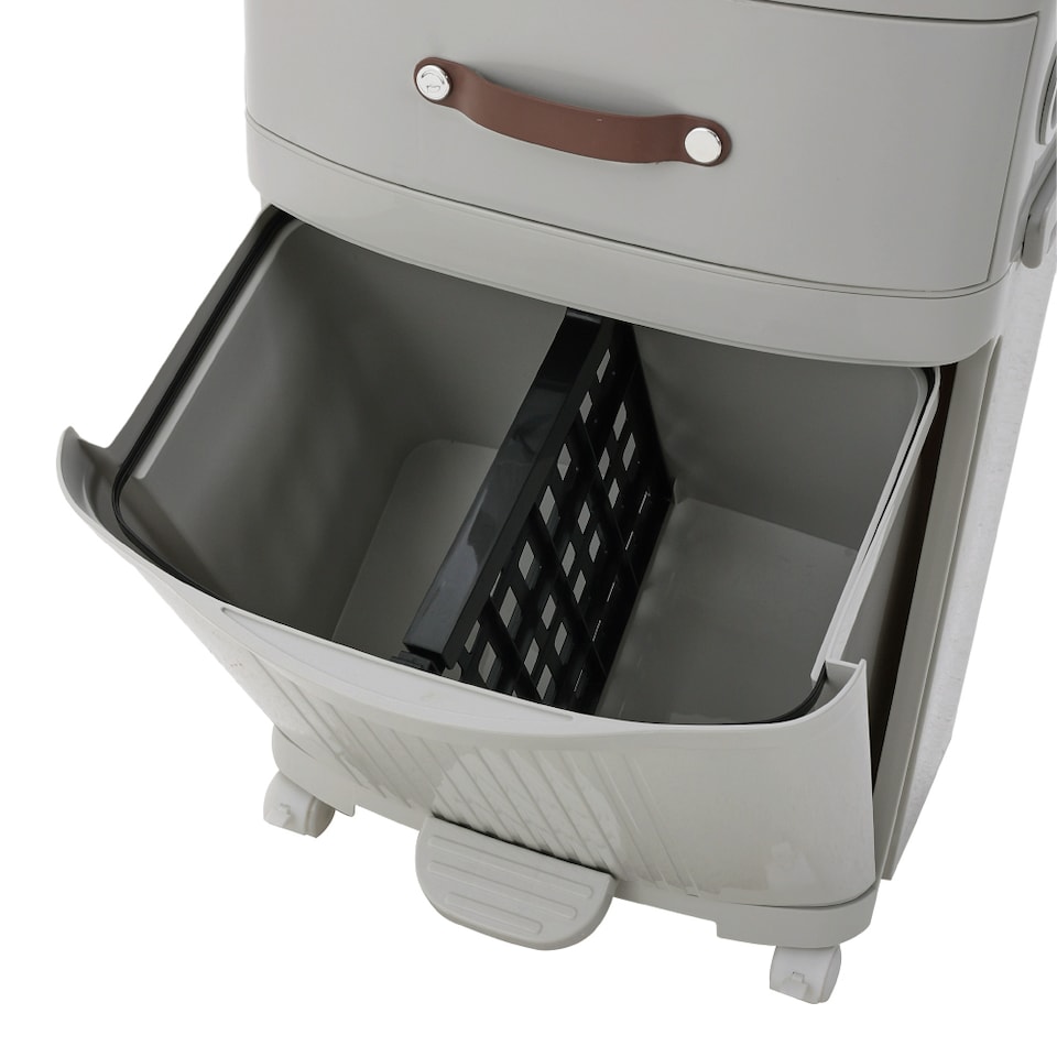 image 1 of Living and Home 45L 2-Tier Dry Wet Separation Trash Bin with with Inner Buckets | Grey