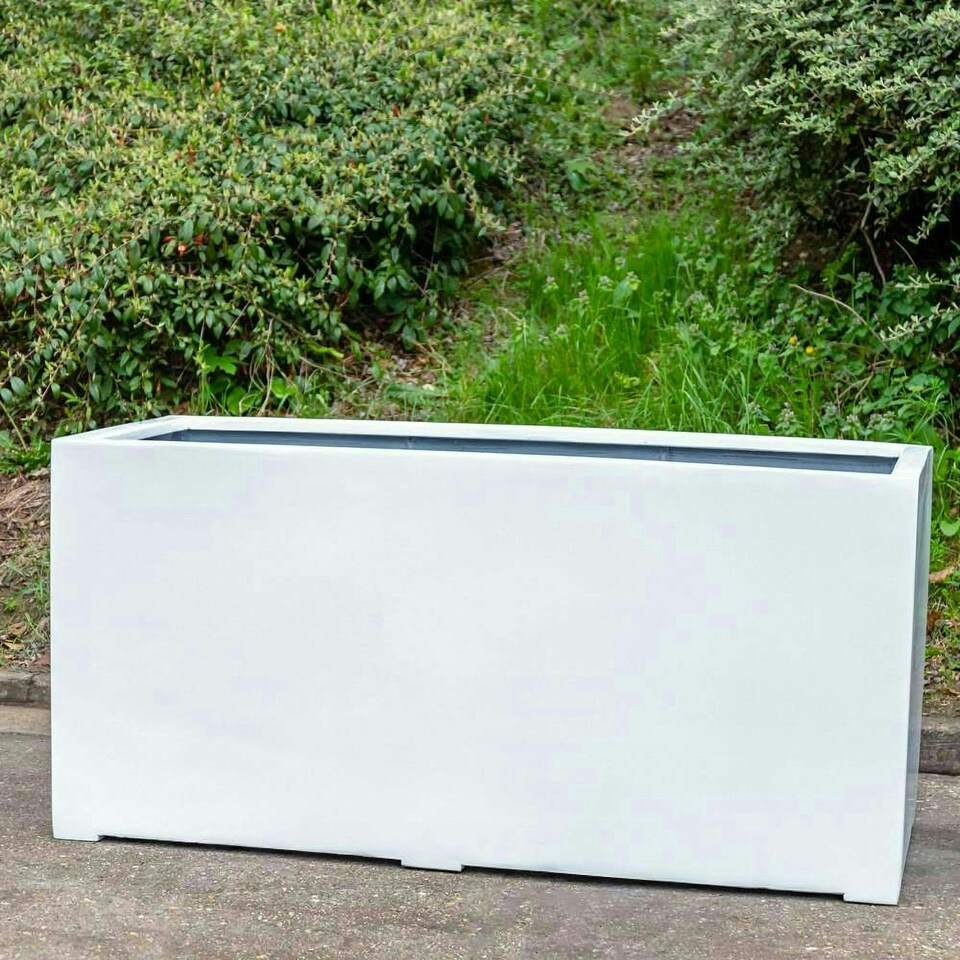 image 1 of Primrose Large Stone Composite White Trough Outdoor Garden Planter 120cm