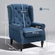 image 3 of HOMCOM Retro Accent Chair, Snow Flannel Wingback Armchair with Wood Frame Button Tufted Design for Living Room Bedroom, Blue